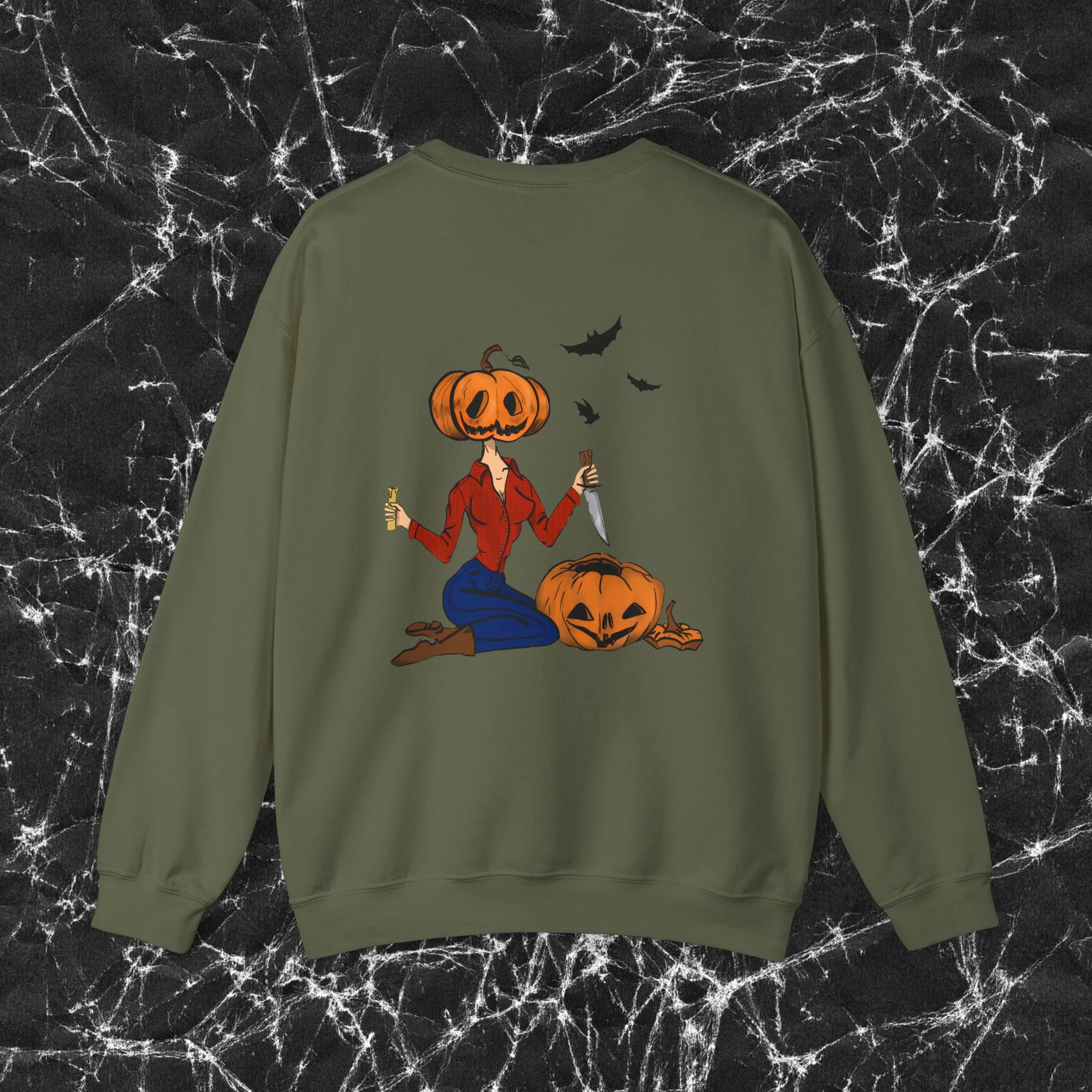 13118674749234824105_2048_custom.jpeg Pumpkin Carving Sweatshirt, Crewneck Jumper, Fall Harvest Sweater, Autumn Pullover, Spooky Season Top - Image 3