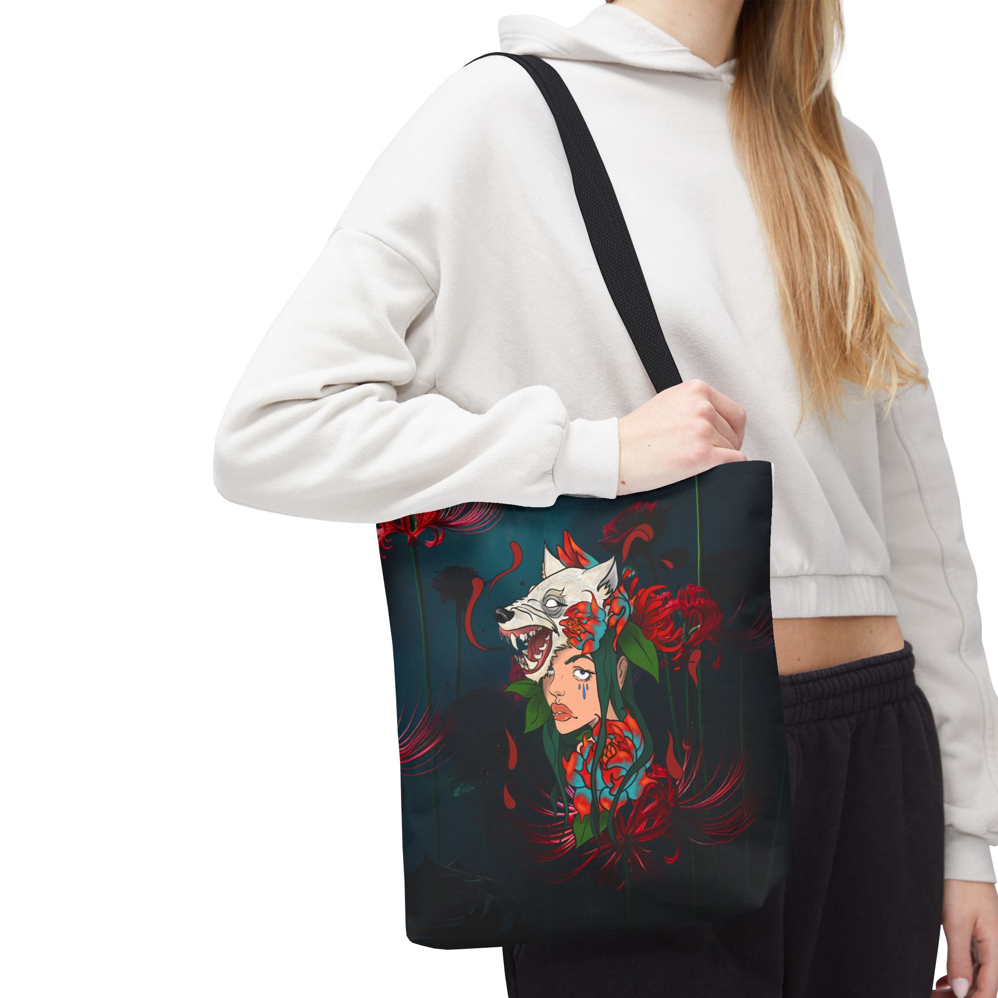 5651455431813369025_2048_custom.jpeg Rabid Ink Floral Tote Bag, Eco-Friendly Floral Shoulder Bag, Reusable Canvas Tote, Unique Floral Market Bag, Floral Print Book Bag, Stylish - Image 3