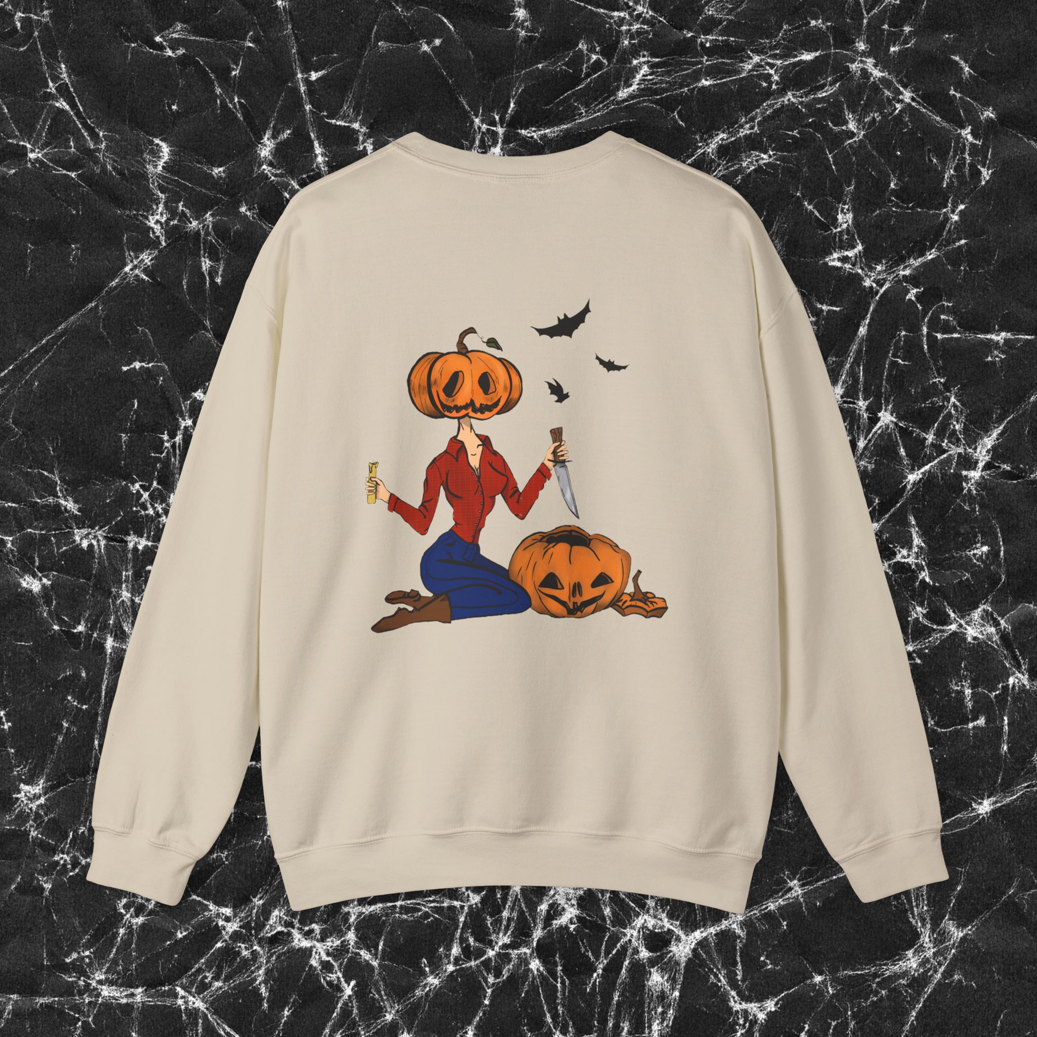 7923134441604995261_2048_custom.jpeg Pumpkin Carving Sweatshirt, Crewneck Jumper, Fall Harvest Sweater, Autumn Pullover, Spooky Season Top - Image 9